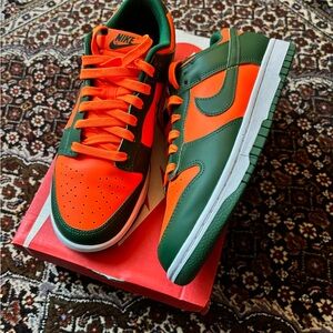 Nike Men's Bold Orange and Green Sneakers